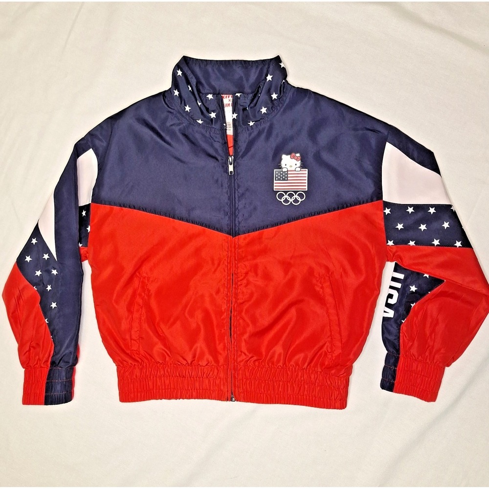 Hello Kitty Team USA Jacket Girls 7/8 Med Flag Olympic Windbreaker Patriotic